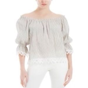 Max Studio Striped Peasant Blouse Size: S